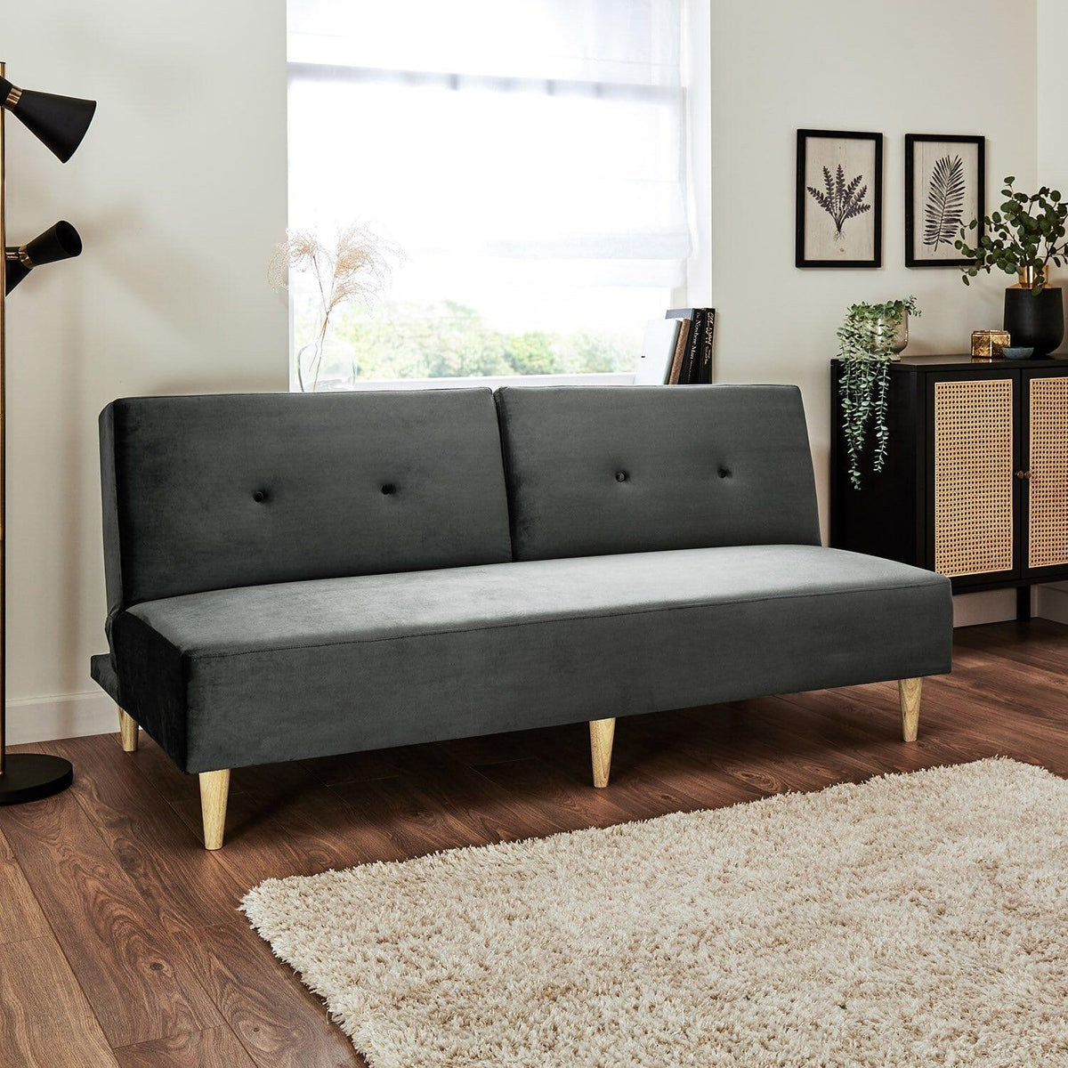Outlet - Tamsin click clack sofa bed - grey velvet - Laura James