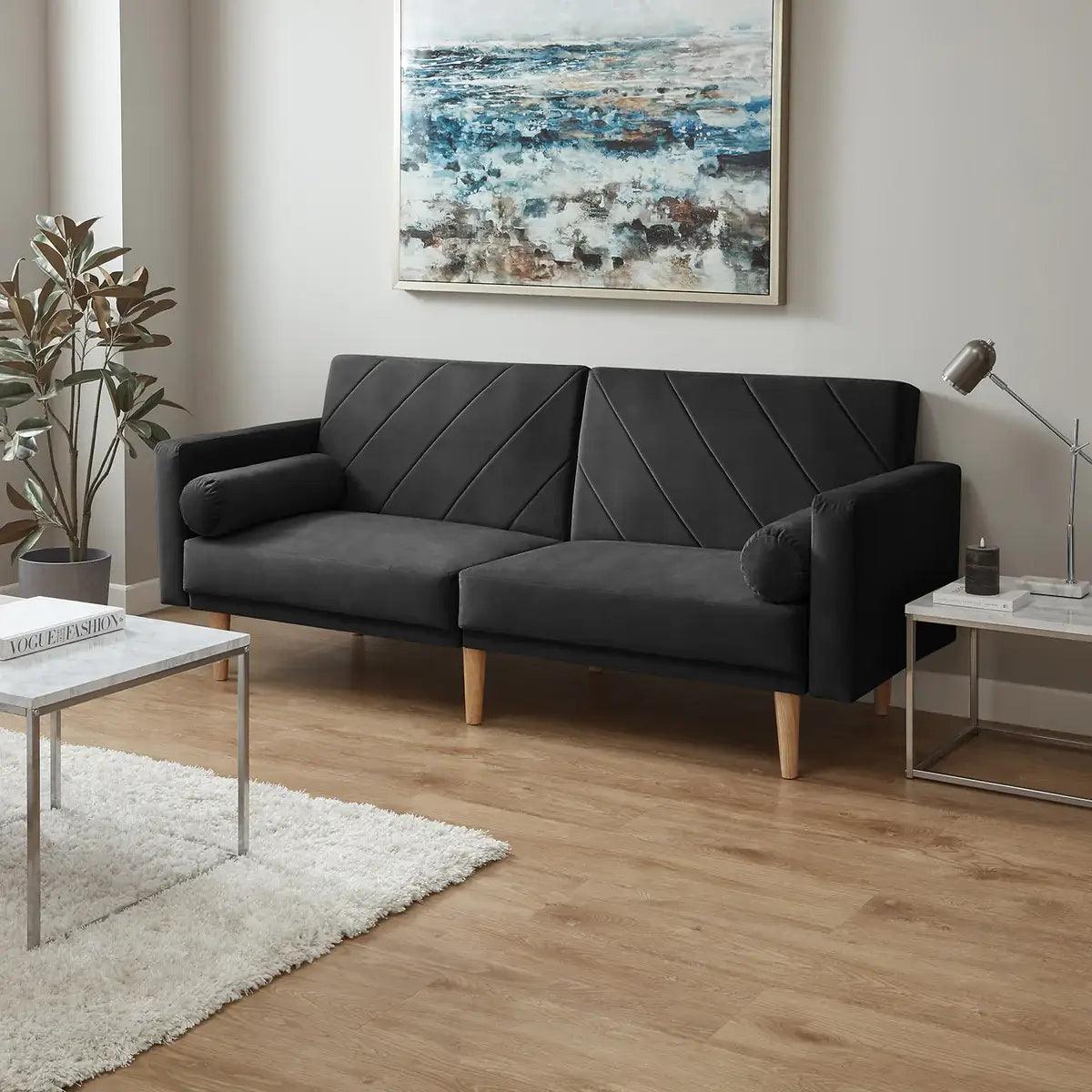 Outlet - Tessa sofa bed - click clack - dark grey velvet - Laura James