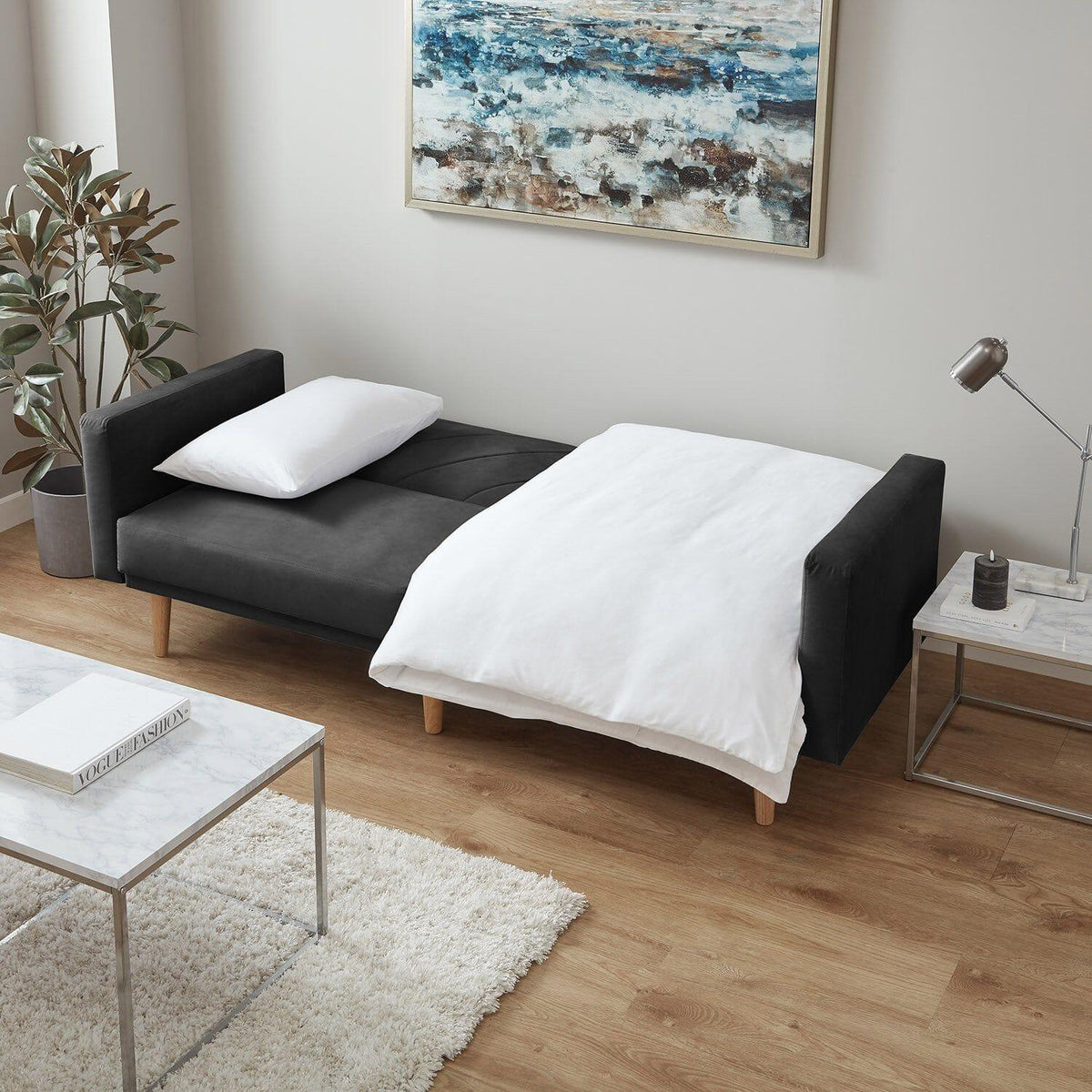 Outlet - Tessa sofa bed - click clack - dark grey velvet - Laura James