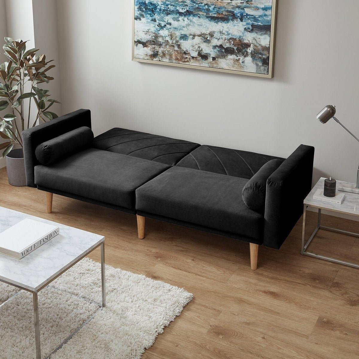 Outlet - Tessa sofa bed - click clack - dark grey velvet - Laura James