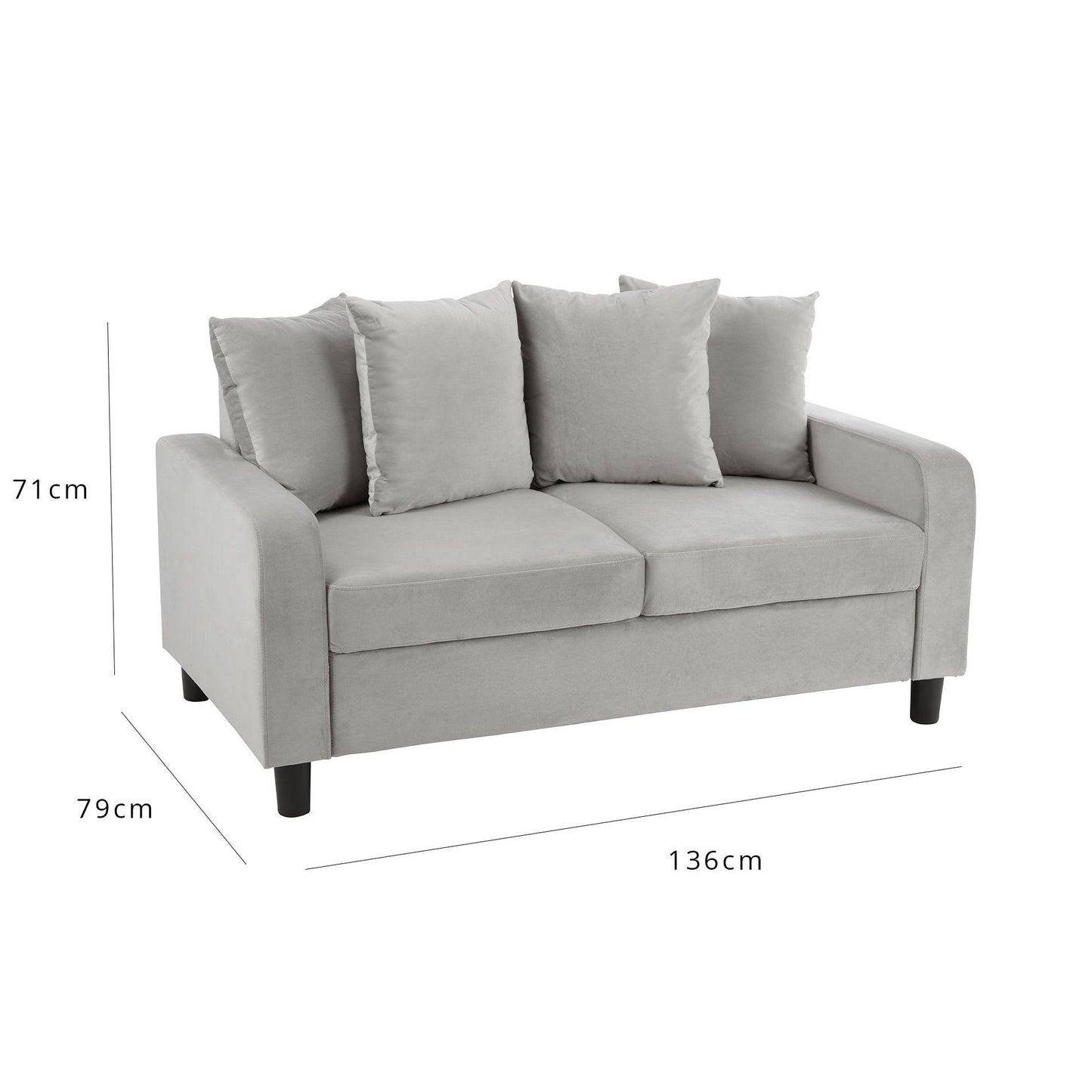 Outlet – Tracy 2 seater sofa - grey velvet - Laura James