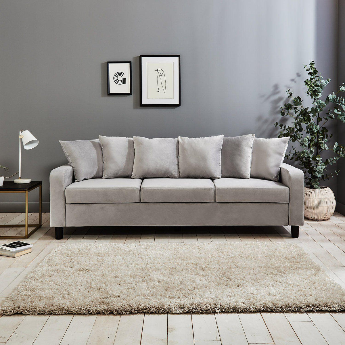 Outlet – Tracy 3 seater sofa - grey velvet - Laura James