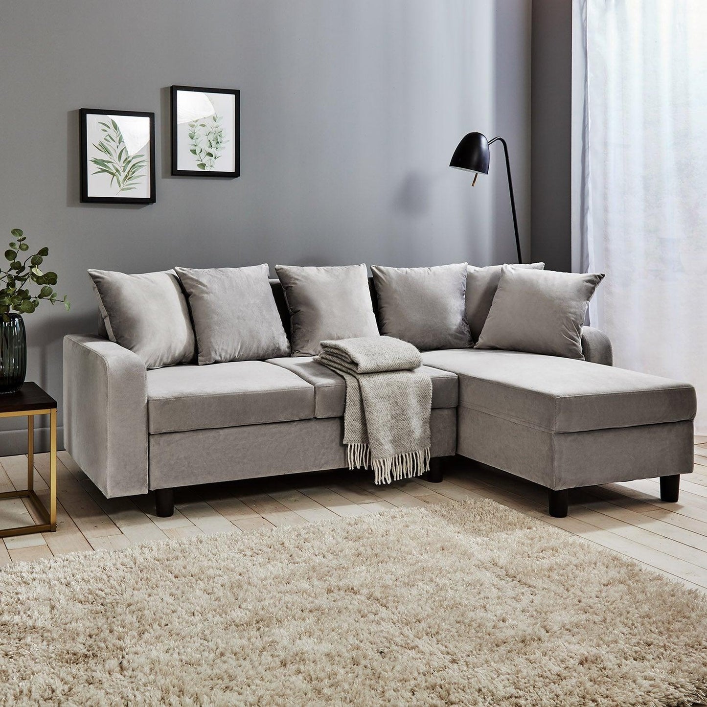 OUTLET-Tracy corner sofa - grey velvet - Laura James