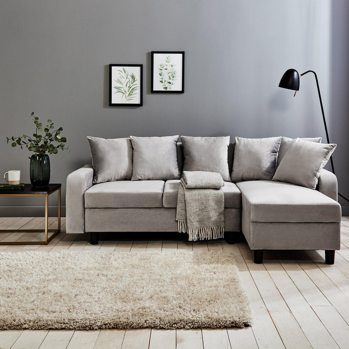 OUTLET-Tracy corner sofa - grey velvet - Laura James