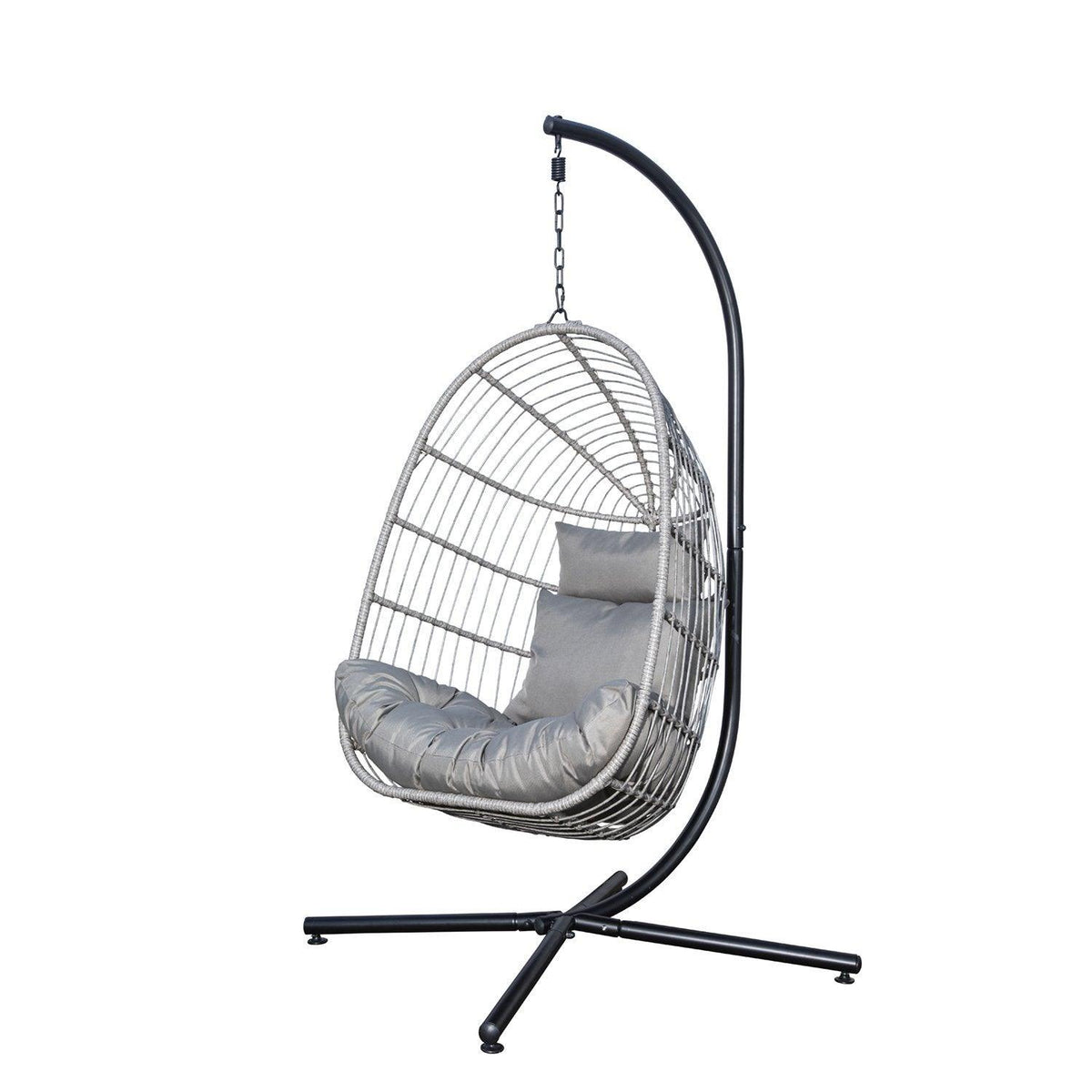 Wick hanging egg chair - light grey rattan - Laura James