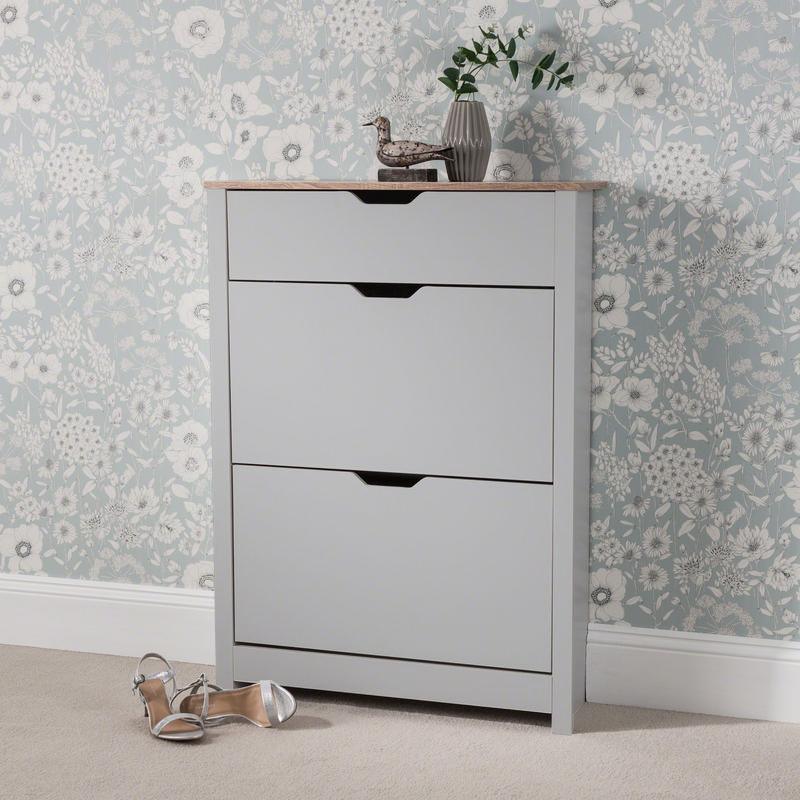 Outlet – Windsor shoe cabinet - 3 door - grey - Laura James