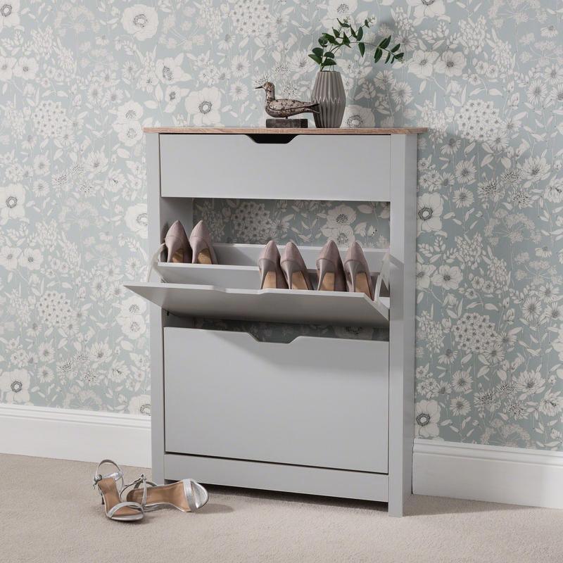 Outlet – Windsor shoe cabinet - 3 door - grey - Laura James