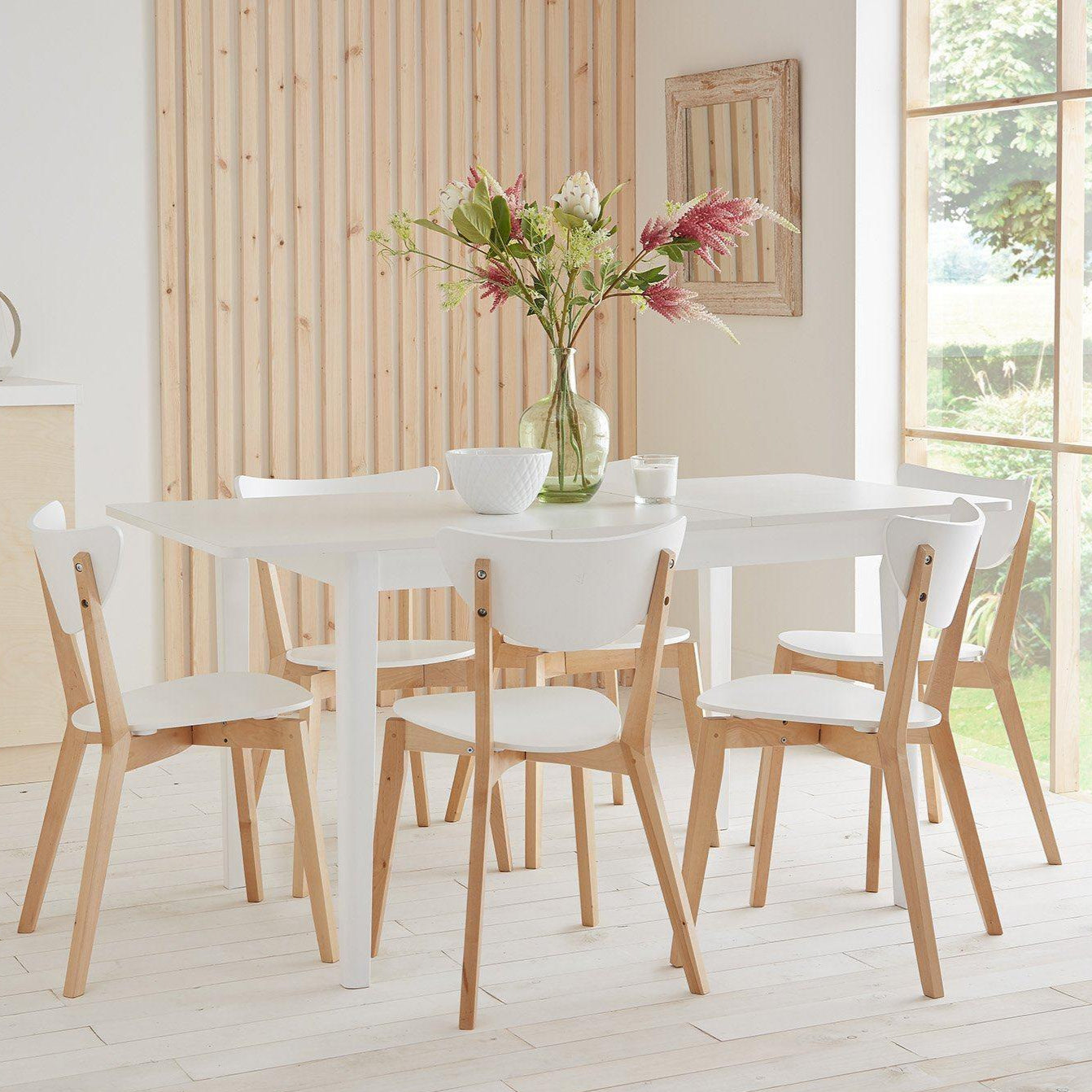 Paul extendable table with 6 chairs - large - white - Laura James