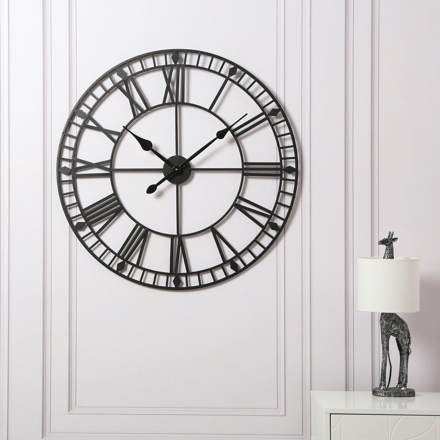 Riseley 80cm Metal Skeleton Wall Clock - Black - Laura James