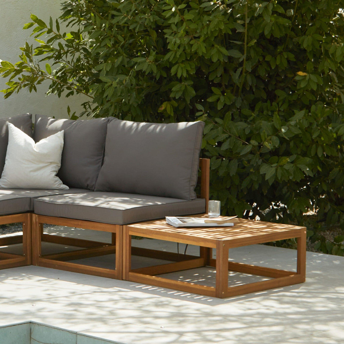 Rowan 4 Seater Wooden Garden Chaise Corner Sofa Set - Grey - Laura James