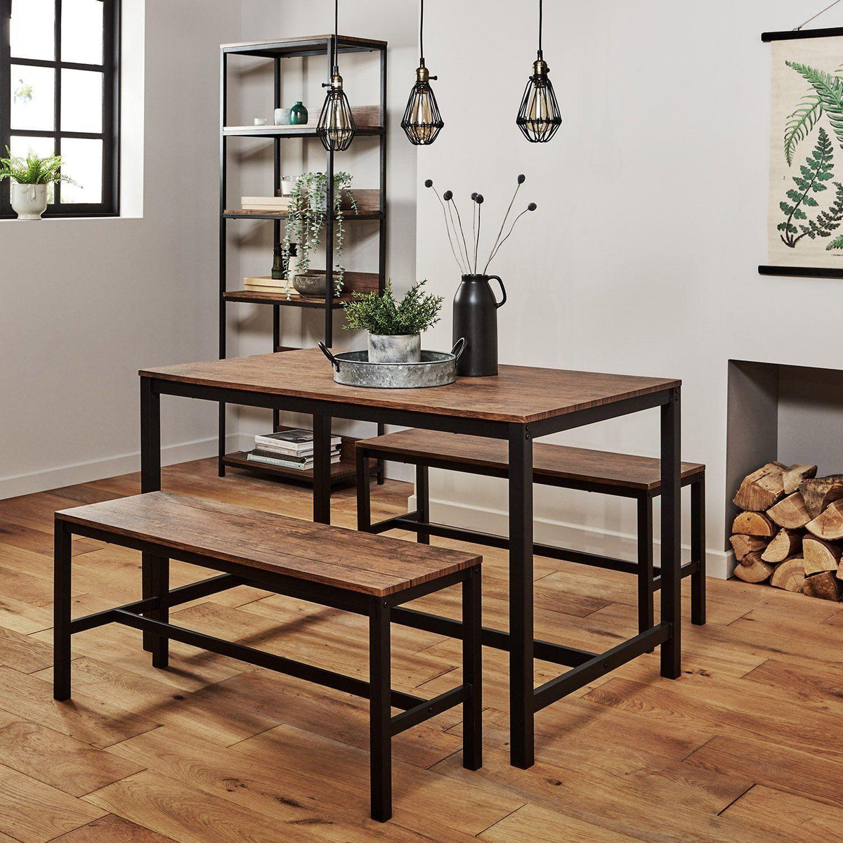 Sheffield dining table set – 4 seater – 2 dining benches - Laura James