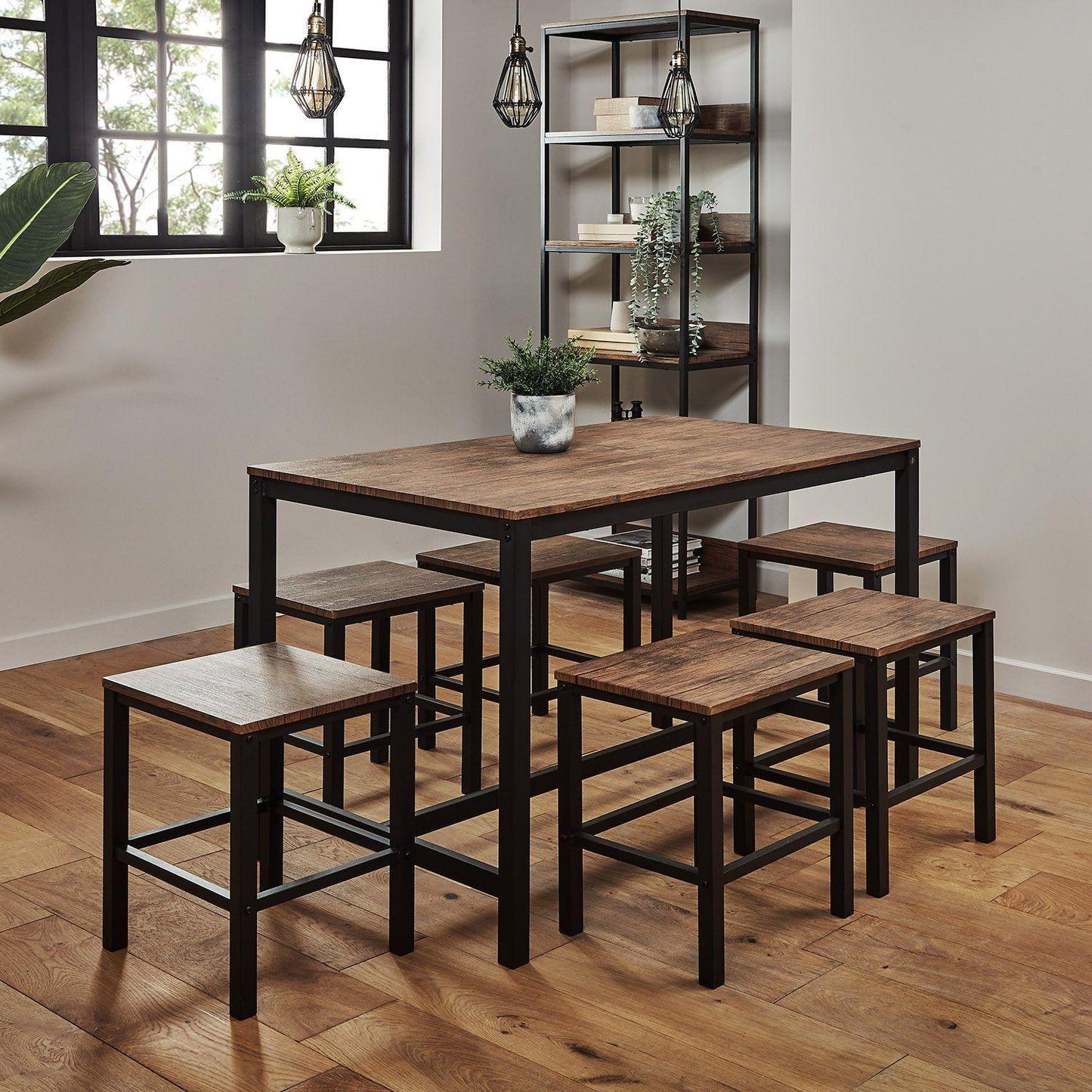 Sheffield dining table set – 6 seater – 6 stools - Laura James