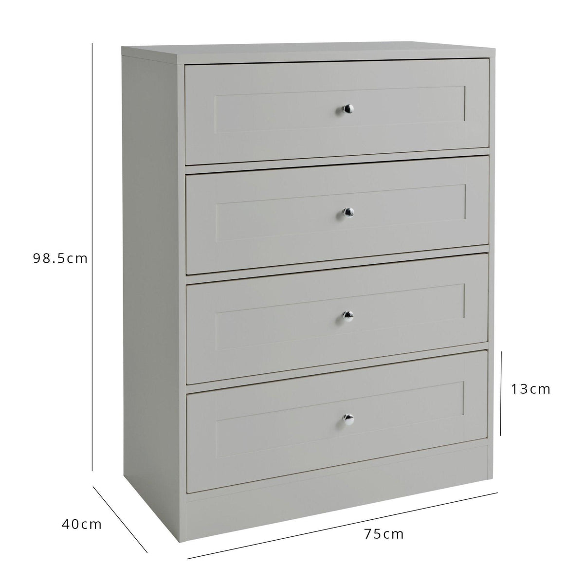 Stevie Chest of Drawers - 3 Over 4 Grey - Laura James