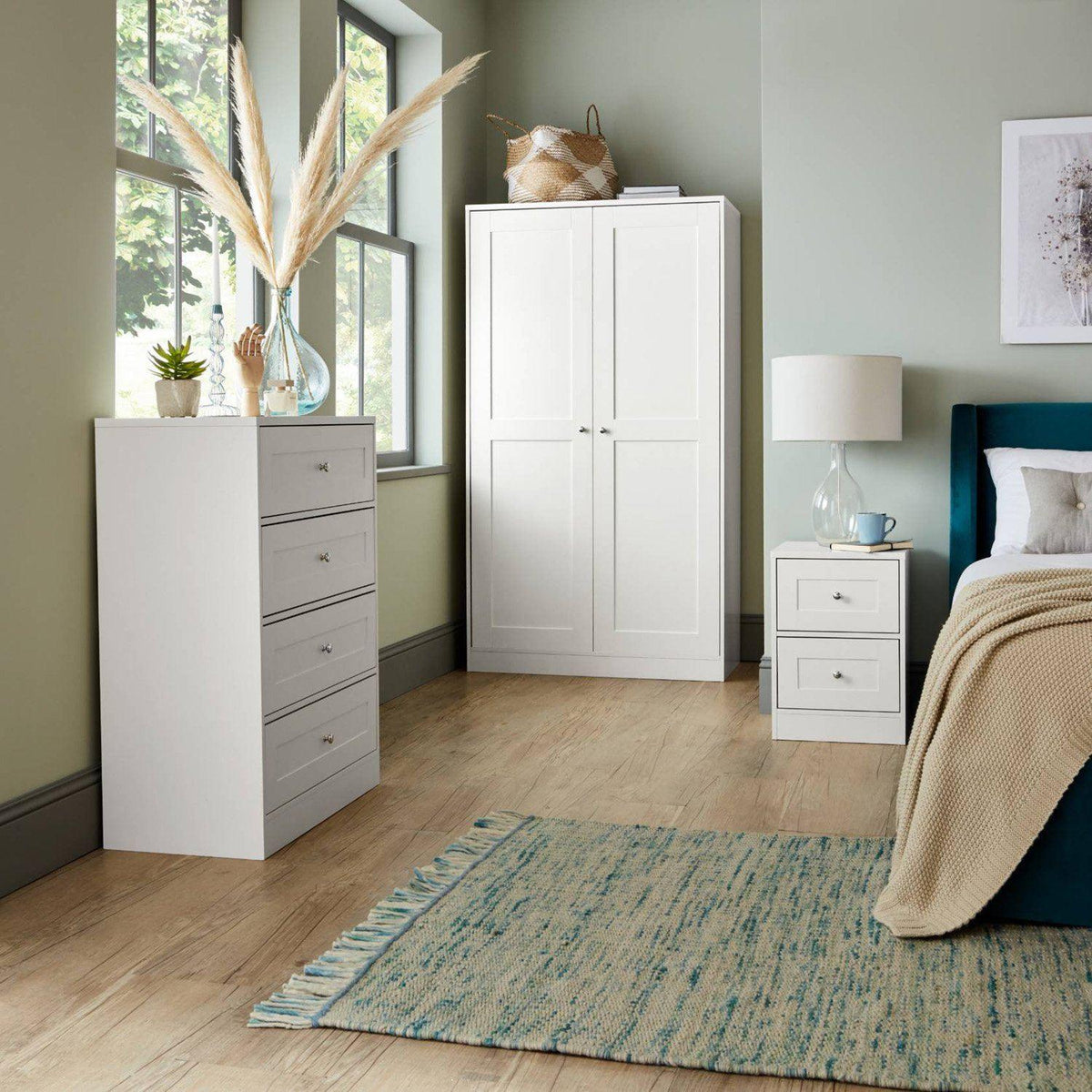 Stevie Shaker Style Bedroom Furniture Set in white - Laura James