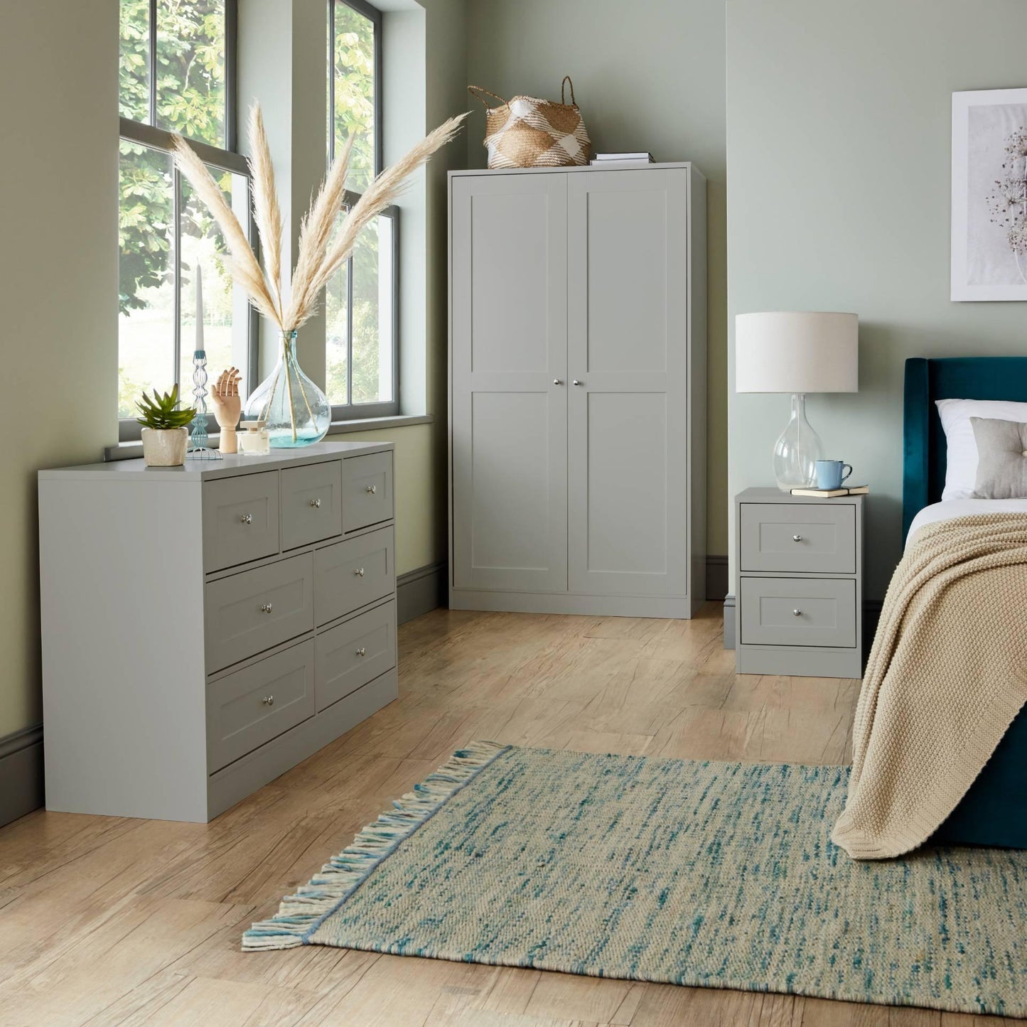 Stevie Shaker Style Bedside Table Grey - Laura James