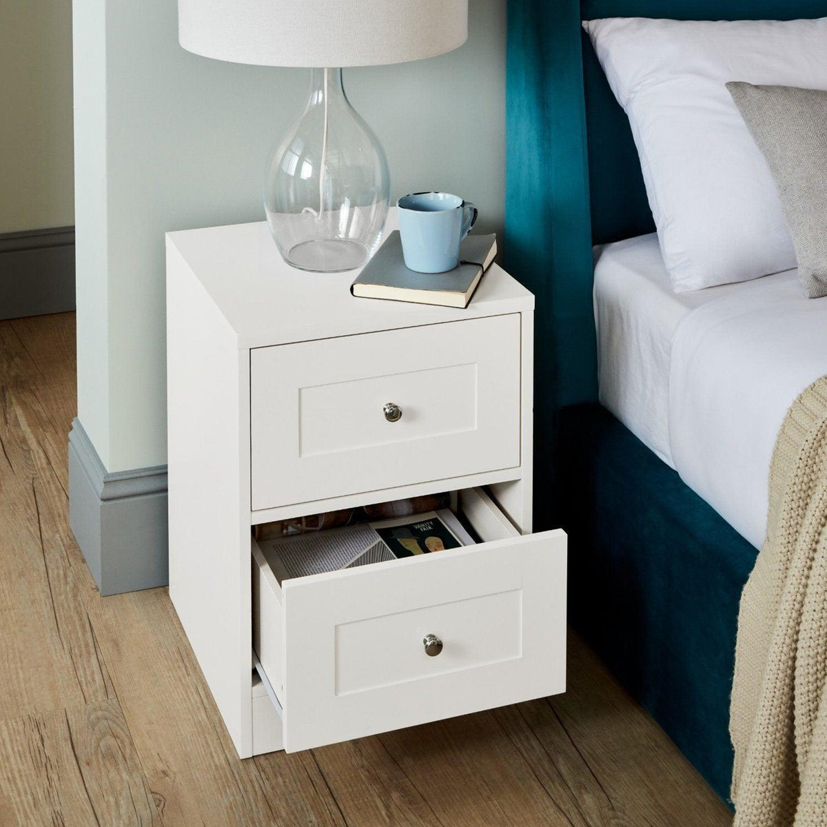 Stevie Shaker Style Bedside White - Laura James