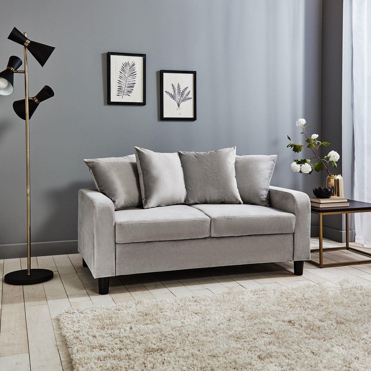 Tracy 2 seater sofa - grey velvet - Laura James