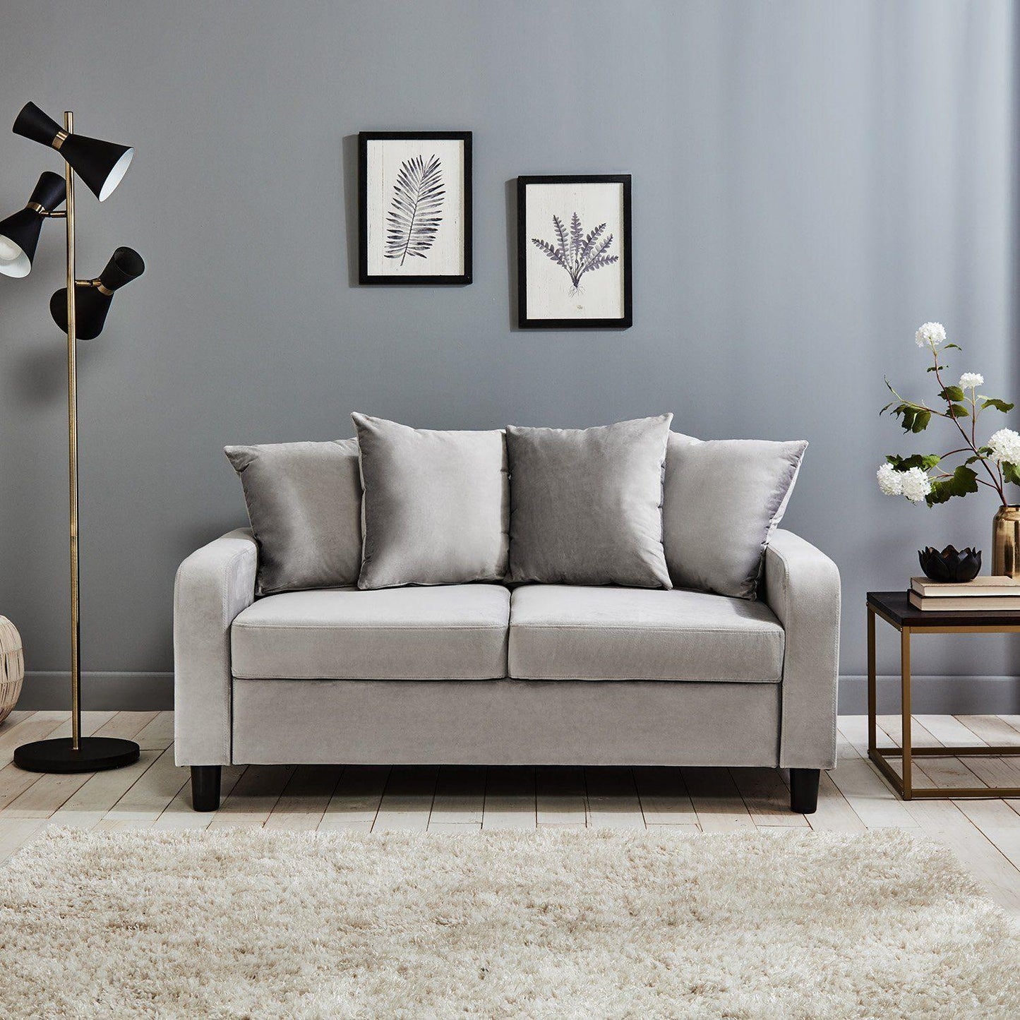 Tracy 2 seater sofa - grey velvet - Laura James