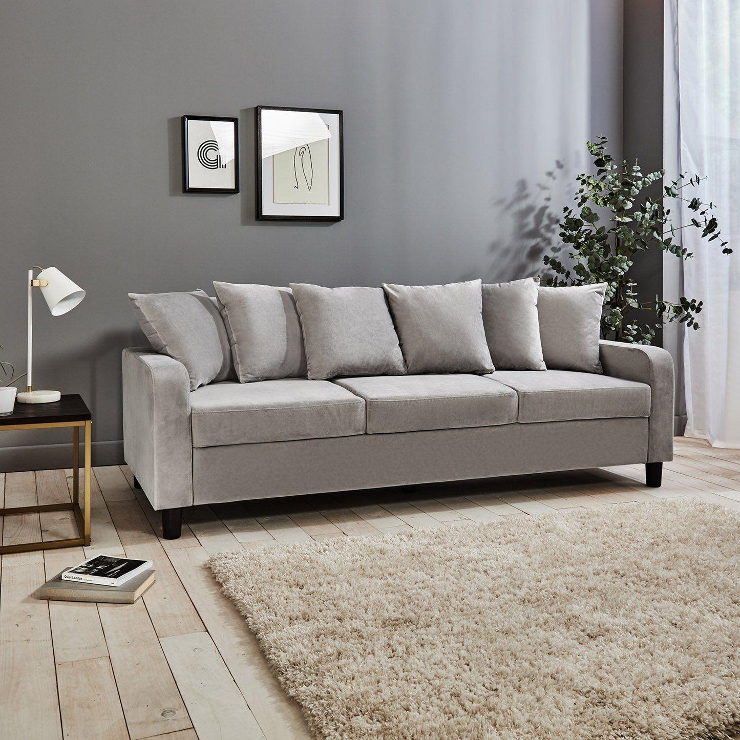 Tracy 3 seater sofa - grey velvet - Laura James
