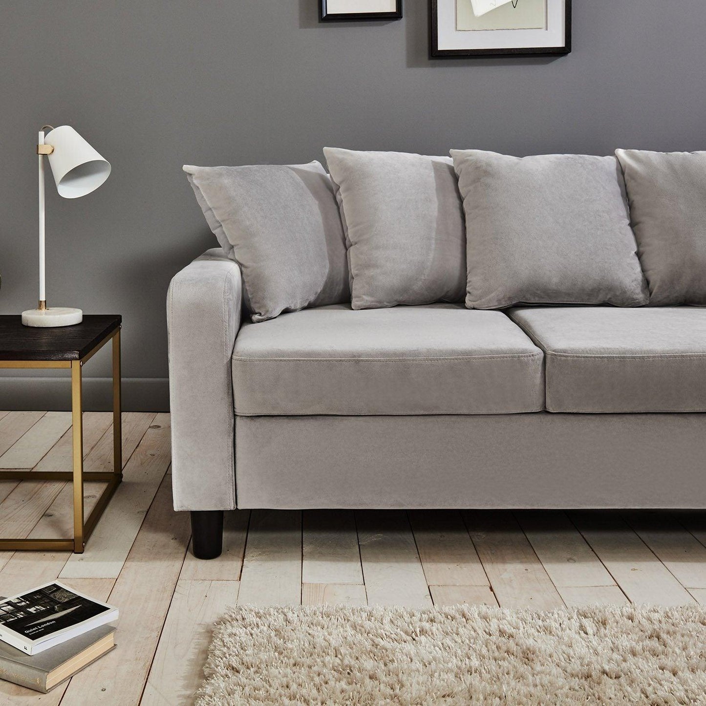 Tracy 3 seater sofa - grey velvet - Laura James