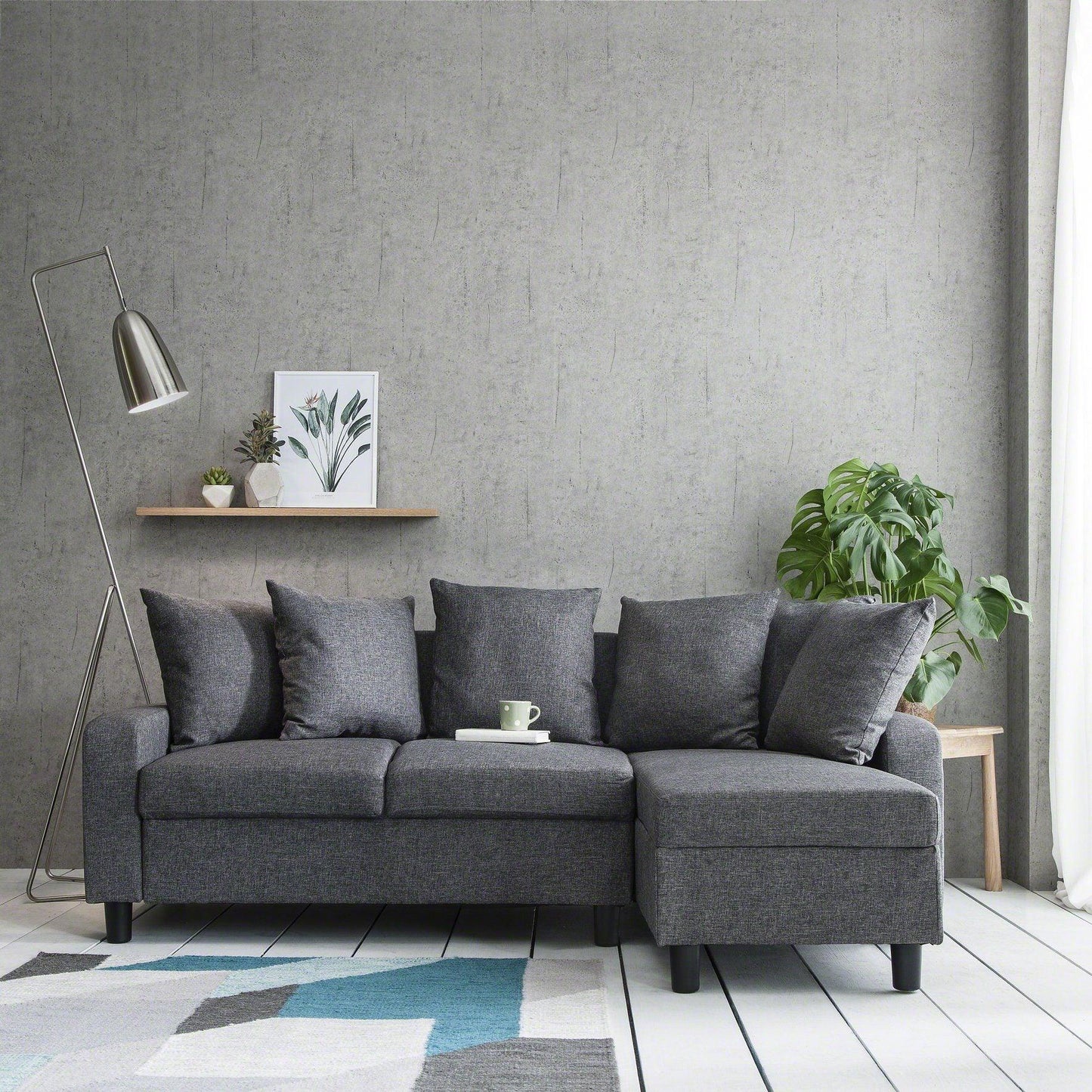 Corner Sofa - Left & Right Side - Grey - Laura James