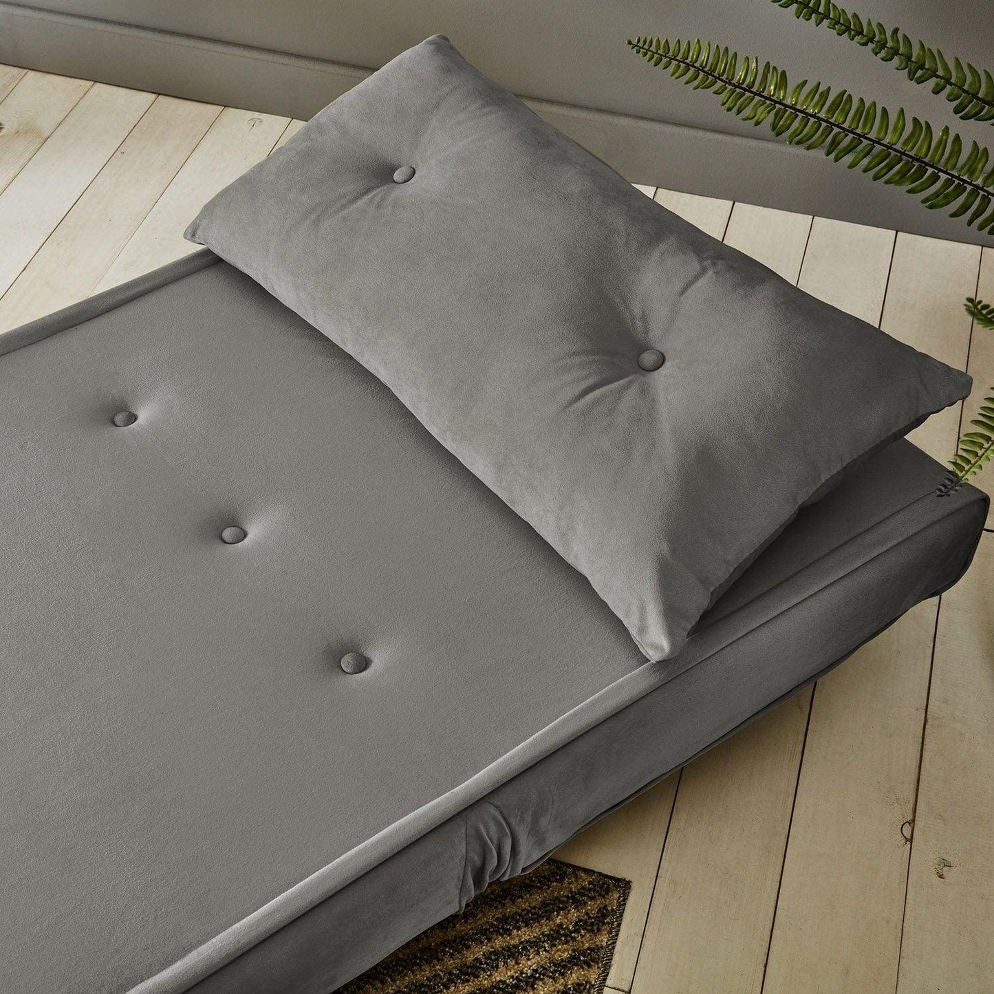 Una single sofa bed - grey - velvet - Laura James