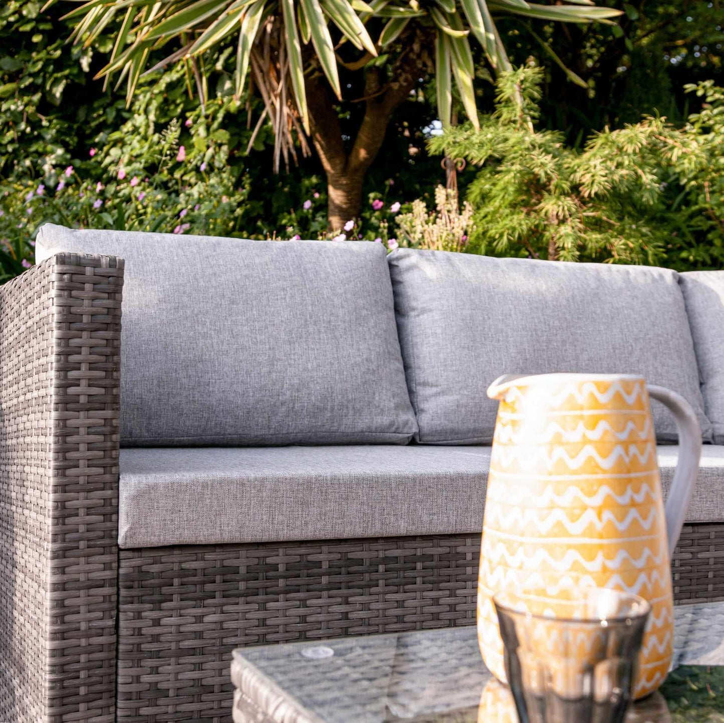 4 Seater Rattan Corner Sofa Set - Grey Weave - Laura James