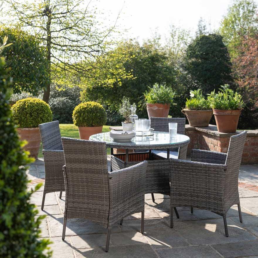 Kemble 4 Seater Rattan Round Dining Table & Chair Set