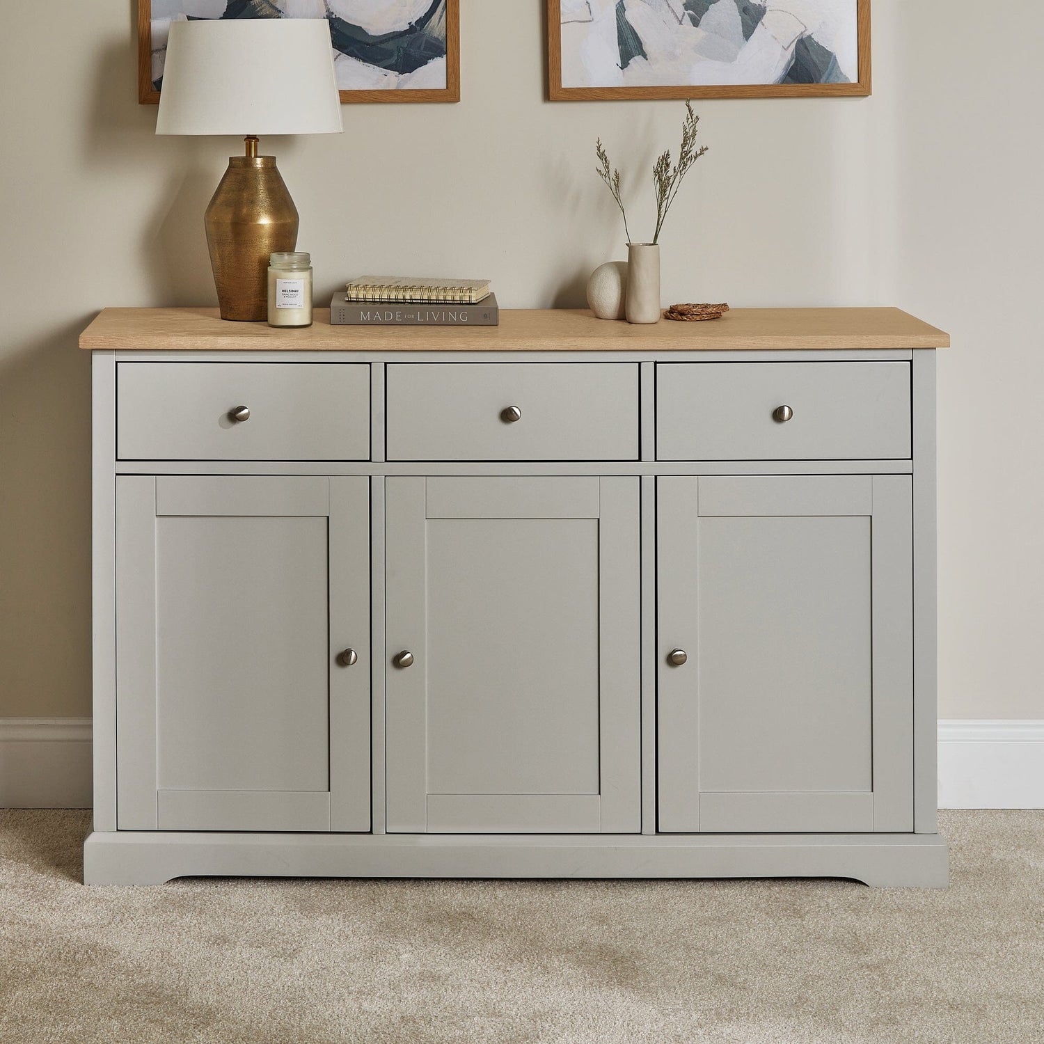 Chatsworth Linen Grey Sideboard - Laura James