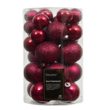 Valen Shatterproof Mixed Baubles - Set of 30 - Festive Pink