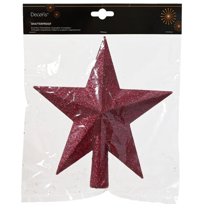 Lasele Shatterproof 19cm Star Tree Topper - Festive Pink Glitter - Laura James