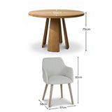 Farren 120cm Whitewash Oak Round Dining Table Set - 4 Seater - Freya Oat Boucle Dining Chairs with Whitewash Legs - Laura James