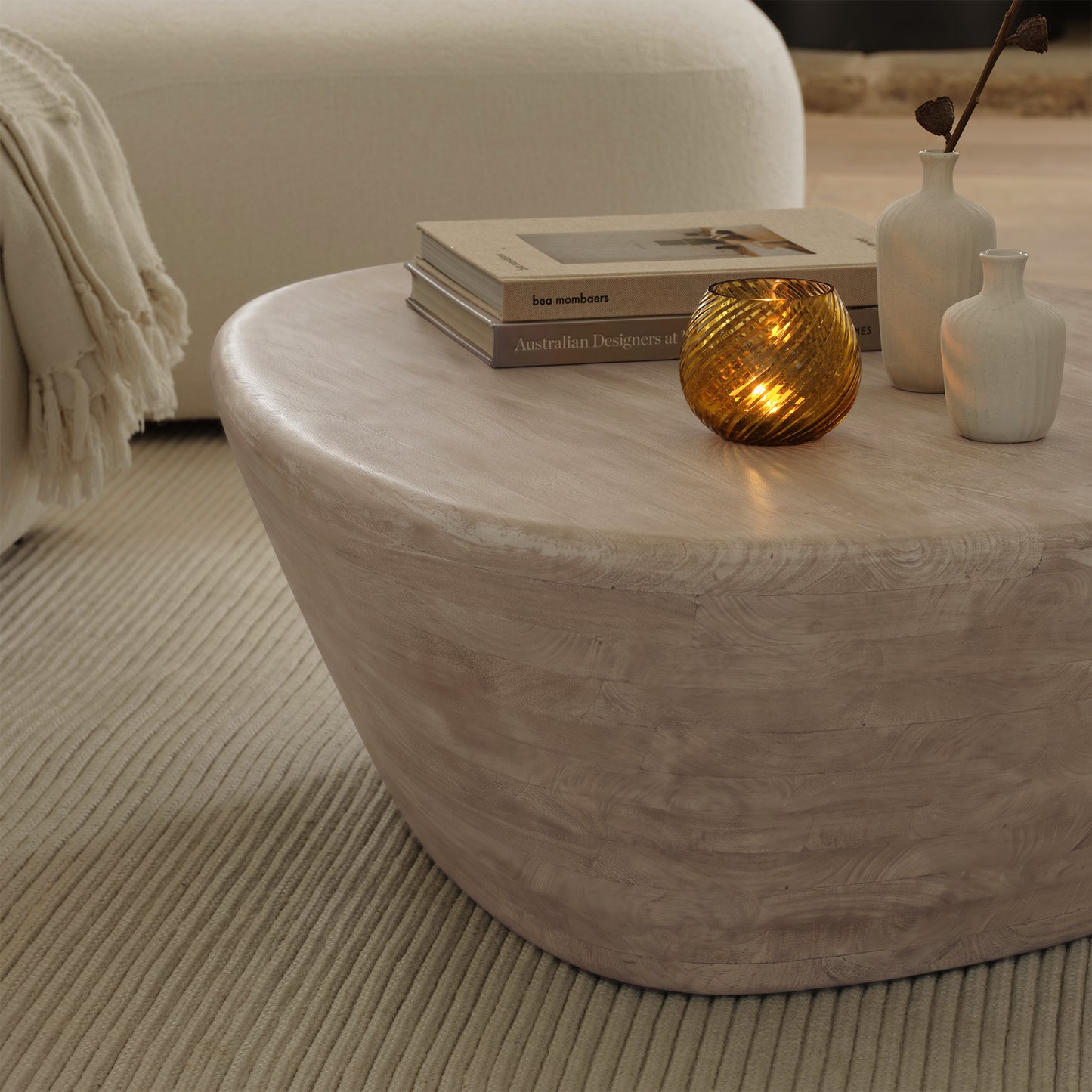 Alder 107cm Limewash Freeform Coffee Table - Laura James 