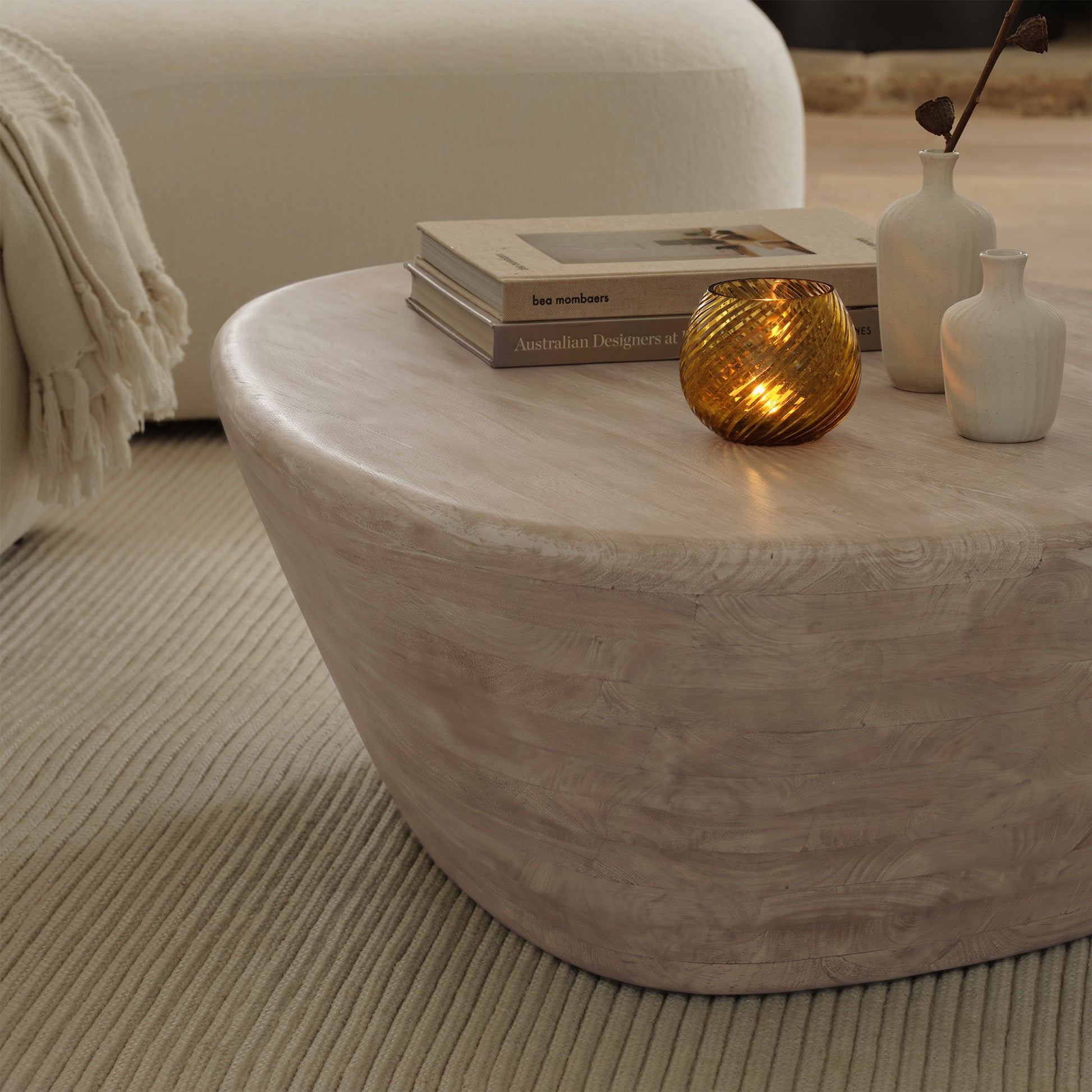 Alder 107cm Limewash Freeform Coffee Table - Laura James 