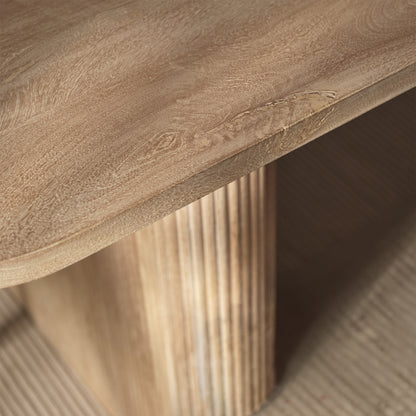 Orla 180cm Limewash Dining Table Set - 6 Seater - Freya Oat Boucle Dining Chairs - Chalked Mango Wood Legs - Laura James