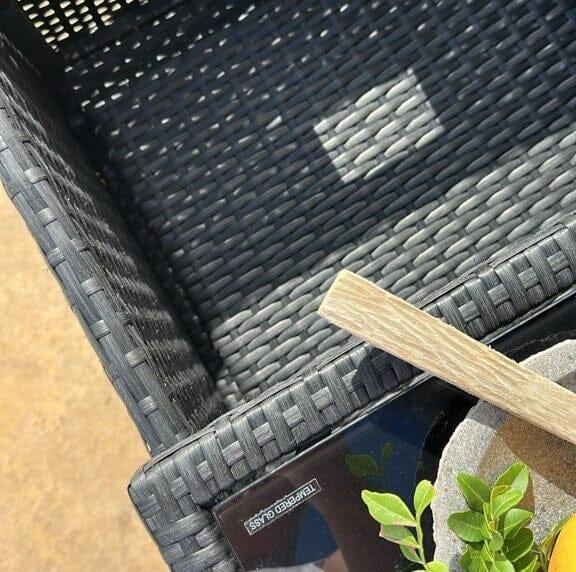10 Seat Rattan Cube Outdoor Dining Set with LED Premium Cream Parasol- Black Weave - Laura James