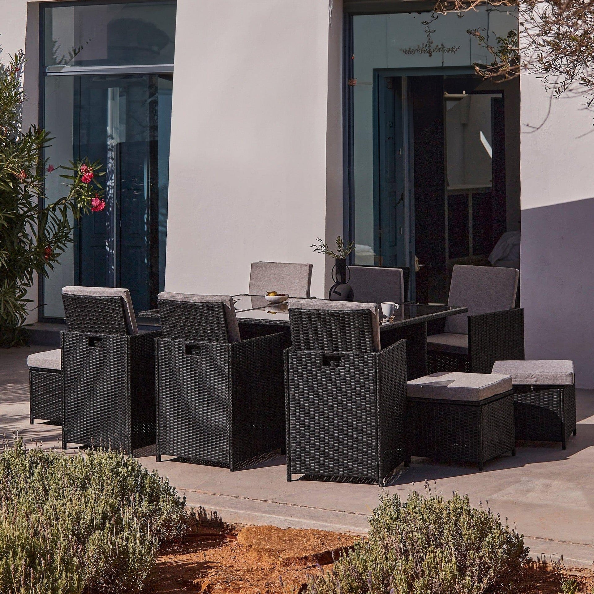 10 Seater Rattan Cube Outdoor Dining Set Weave