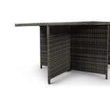 10 Seater Rattan Cube Outdoor Dining Set - Grey Weave Polywood Top