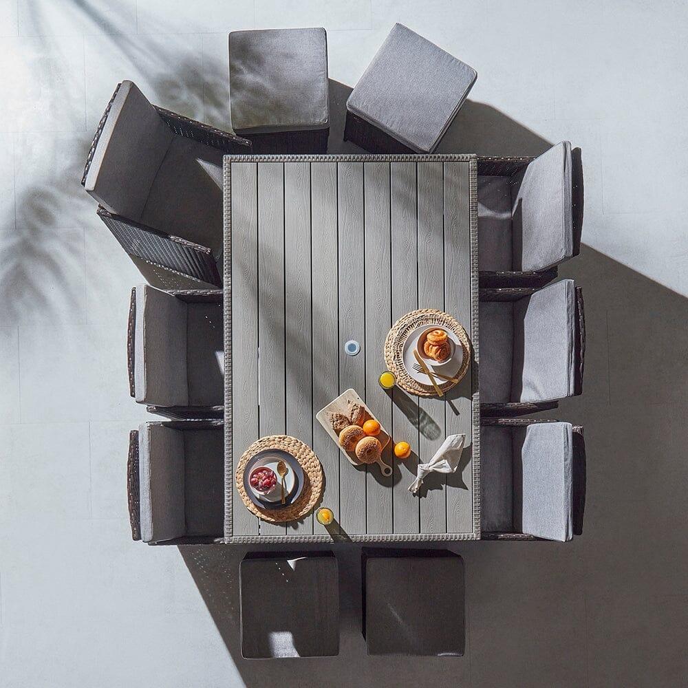 10 Seater Grey Rattan Cube Dining Set - Laura James 