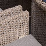 10 Seater Rattan Cube Outdoor Dining Set with Cream Parasol - Natural Brown Weave - Laura James