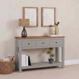 Bampton Stone Grey 3 Drawer Console Table - Laura James 