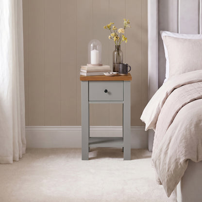 Bampton 1 Drawer Bedside Table - Stone Grey - Laura James 