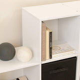 12 Cube Bookcase Ladder Storage Unit - White - Two 6 Cube Units (Black Basket) - Laura James