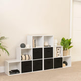 12 Cube Bookcase Ladder Storage Unit - White - Two 6 Cube Units (Black Basket) - Laura James