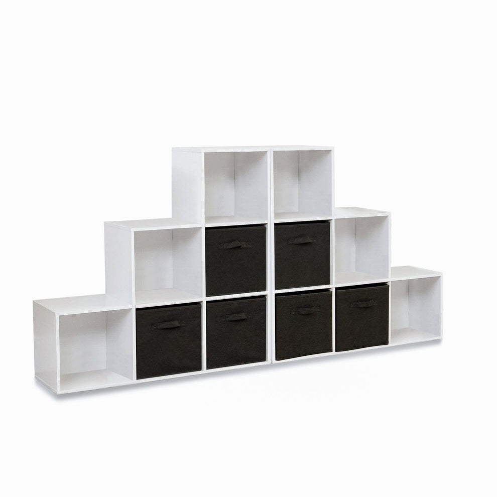 Cara 12 Cube Bookcase Ladder Storage Unit - Chalk White - Two 6 Cube U ...