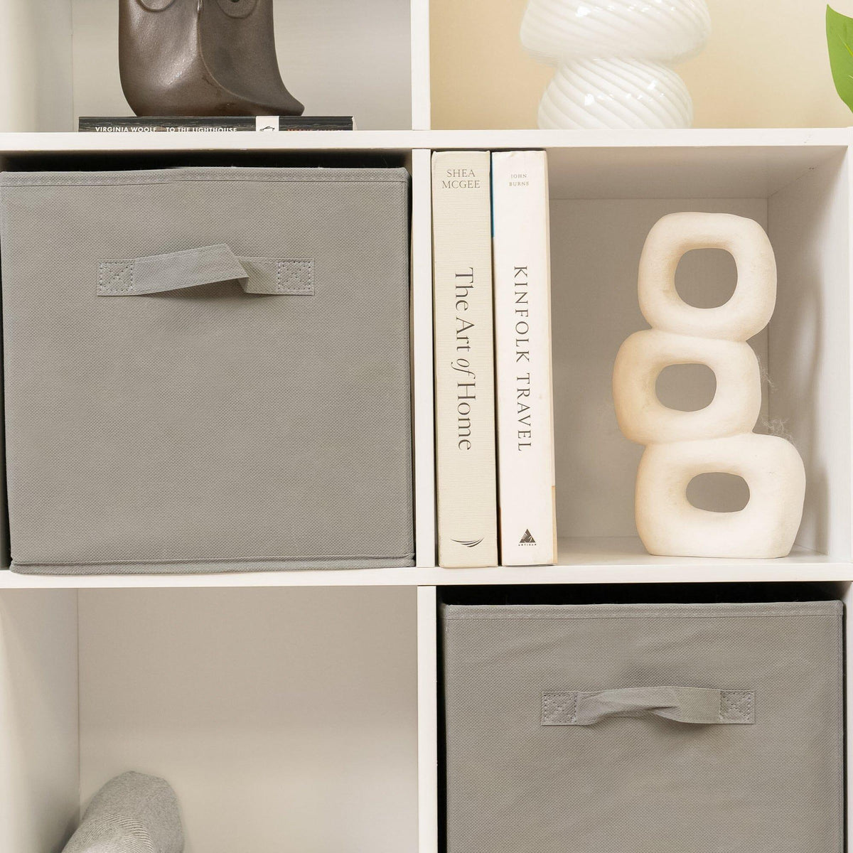 Cara 12 Cube Bookcase Ladder Storage Unit - Chalk White - Two 6 Cube U ...