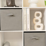 12 Cube Bookcase Ladder Storage Unit - White - Two 6 Cube Units (Grey Basket) - Laura James