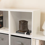 12 Cube Bookcase Ladder Storage Unit - White - Two 6 Cube Units (Grey Basket) - Laura James
