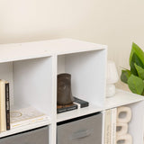 12 Cube Bookcase Ladder Storage Unit - White - Two 6 Cube Units (Grey Basket) - Laura James