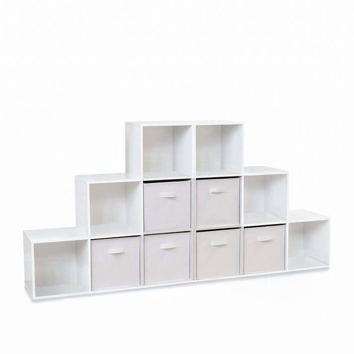 Cara 12 Cube Bookcase Ladder Storage Unit - Chalk White - Two 6 Cube U ...